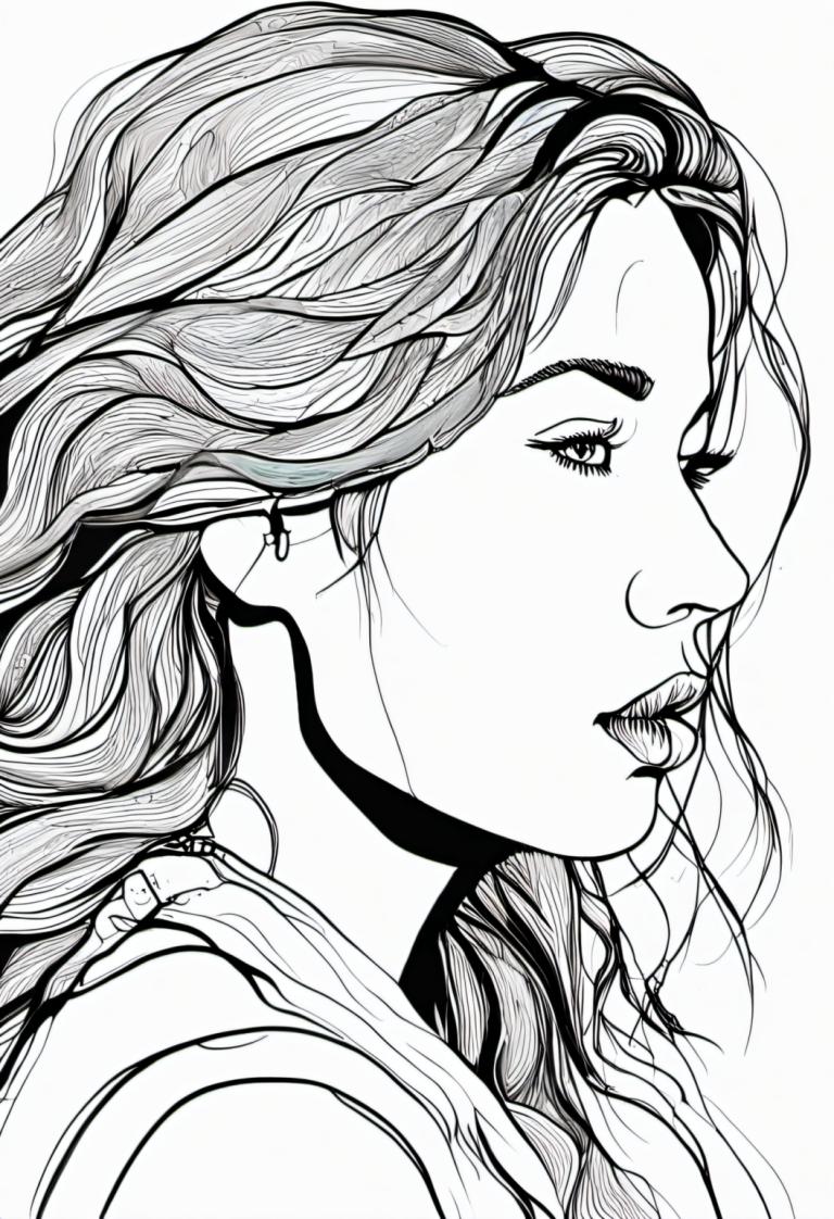 Comics,Comics, People, woman, 1girl, greyscale, monochrome, solo, long hair, open mouth, from side