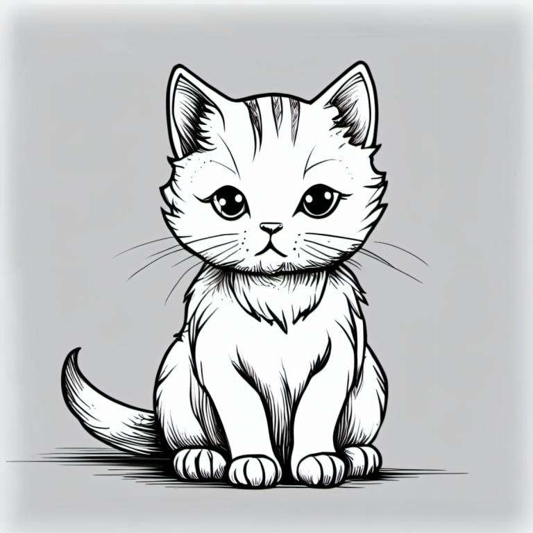 Comics,Comics, Animal, cat, no humans, monochrome, greyscale, cat, sitting, grey background, animal focus