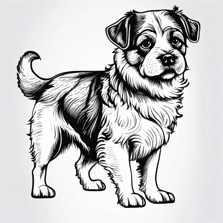 Comics,Comics, Animal, dog, no humans, greyscale, dog, monochrome, white background, full body