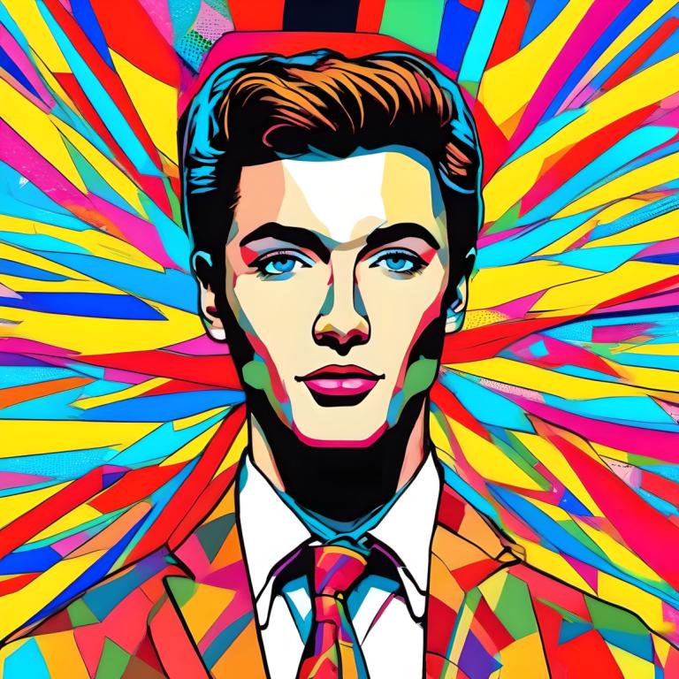 Pop Art,Pop Art, Lidé, muž, 1 kluk, mužské zaměření, sólo, barvitý, vázanka, formální, oblek, modré oči