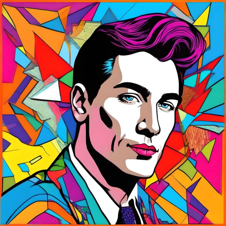 Pop Art,Pop Art, Lidé, muž, sólo, 1 kluk, mužské zaměření, barvitý, fialové vlasy, modré oči