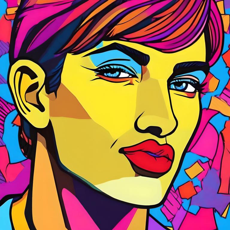 Pop Art,Pop Art, Oameni, om, solo, focalizare masculină, 1 băiat, portret, inventa, colorat, ochi albaștrii