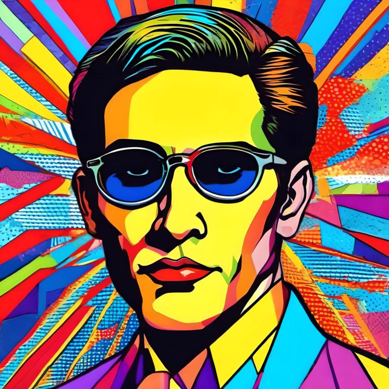 Pop Art,Pop Art, Oameni, om, colorat, 1 băiat, solo, focalizare masculină, ochelari de soare, portret, brunet