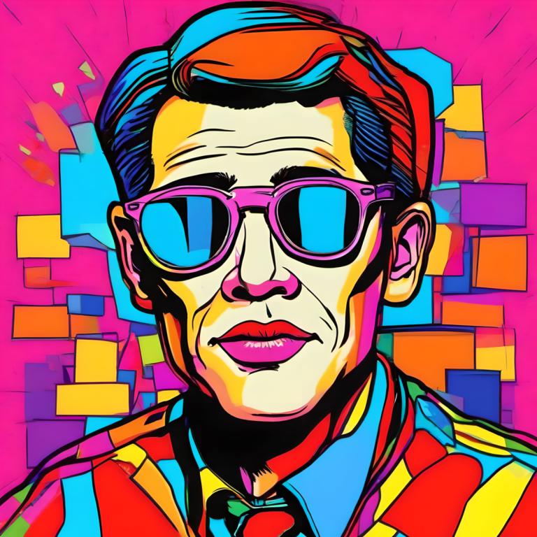 Pop Art,Pop Art, People, man, male focus, 1boy, solo, necktie, colorful, shirt, sunglasses, collared shirt