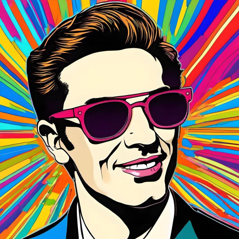 Pop Art,Pop Art, People, man, solo, 1boy, male focus, sunglasses, shirt, brown hair, open mouth, portrait