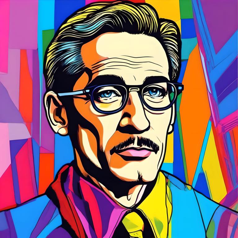 Pop Art,Pop Art, People, man, 1boy, male focus, solo, glasses, facial hair, blue eyes, mustache, shirt