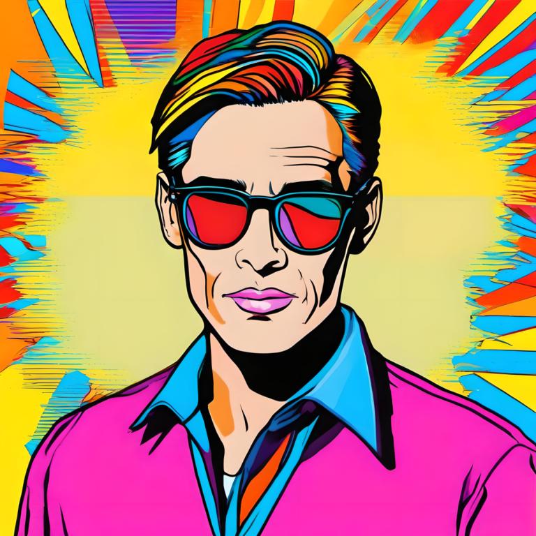 Pop Art,Pop Art, People, man, solo, shirt, 1boy, male focus, colorful, collared shirt, sunglasses