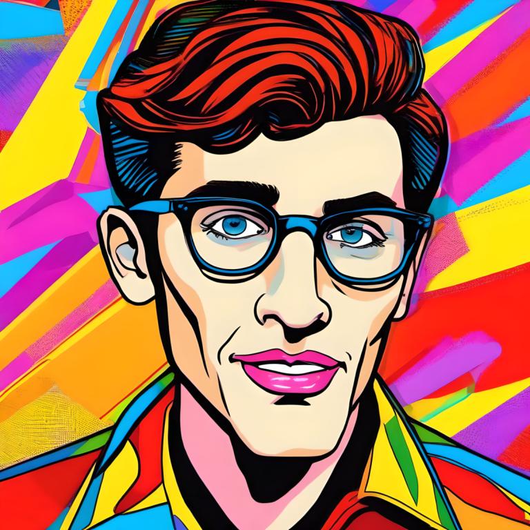 Pop Art,Pop Art, People, man, solo, 1boy, male focus, shirt, glasses, portrait, blue eyes, collared shirt