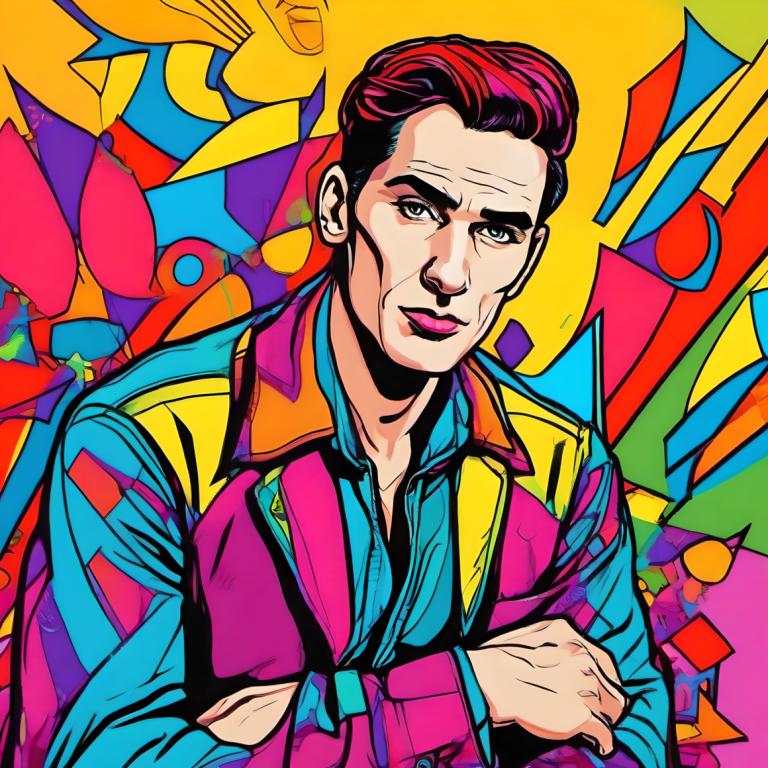 Pop Art,Pop Art, People, man, colorful, 1boy, male focus, solo, shirt, upper body, vest, collared shirt