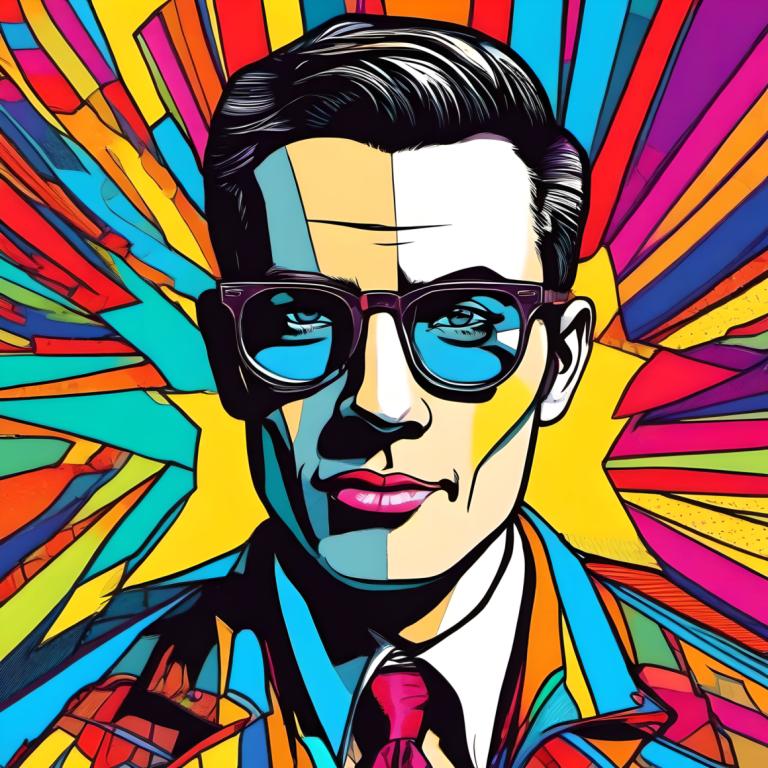 Pop-Art,Pop-Art, Menschen, Mann, männlicher Fokus, 1Junge, Solo, Krawatte, bunt, schwarzes Haar, Sonnenbrille