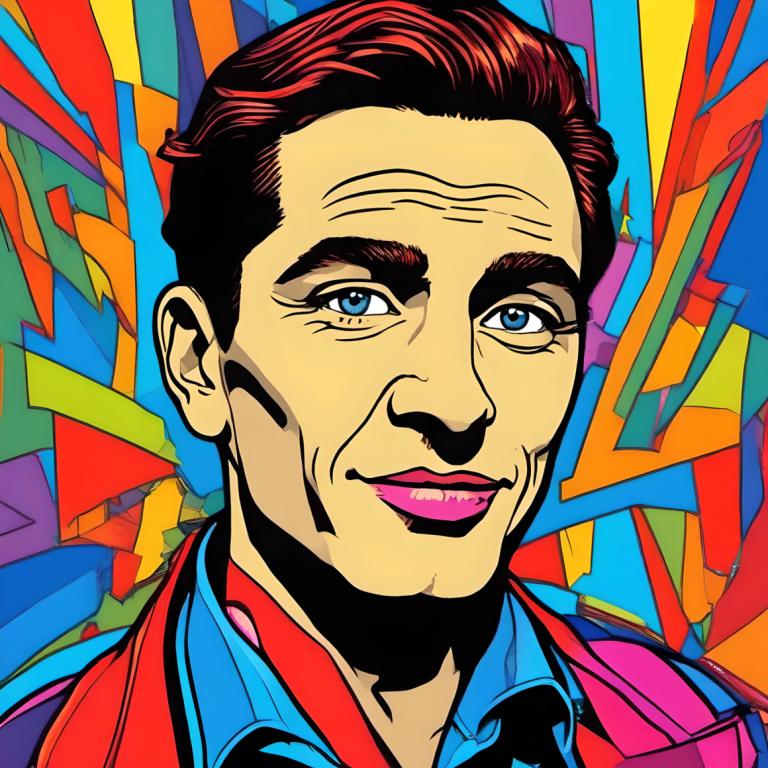 Pop Art,Pop Art, Oameni, om, solo, 1 băiat, focalizare masculină, cămaşă, ochi albaștrii, cămașă cu guler