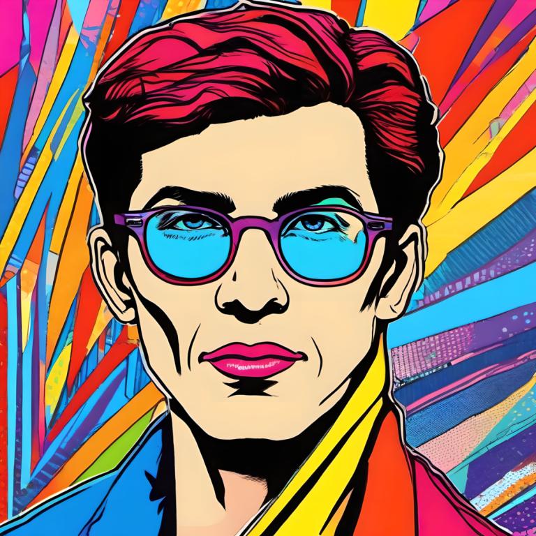 Pop Art,Pop Art, People, man, solo, 1boy, male focus, shirt, colorful, portrait, sunglasses