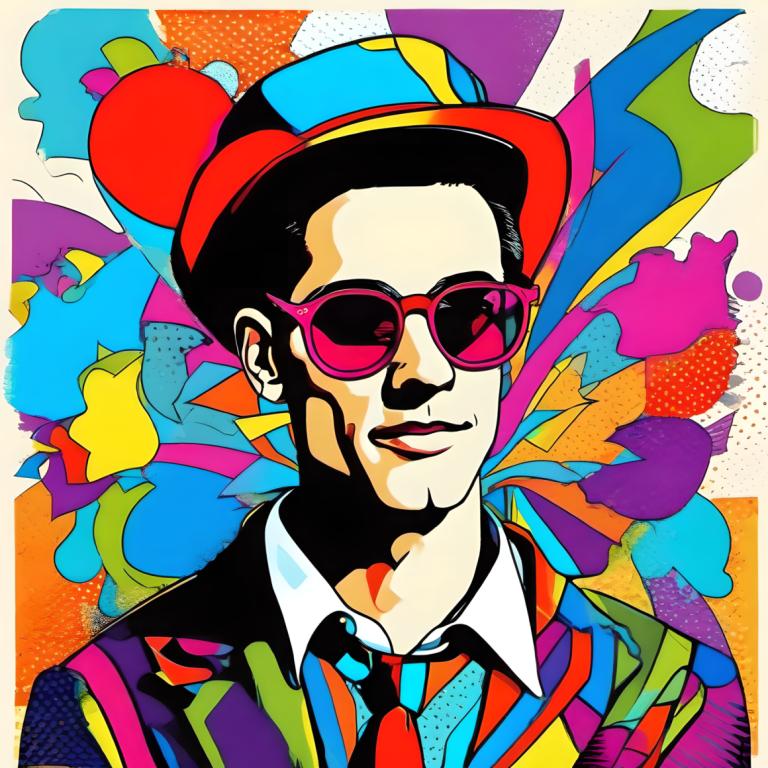 Arte pop,Arte pop, Gente, hombre, vistoso, enfoque masculino, 1 chico, solo, corbata, Gafas de sol, sombrero