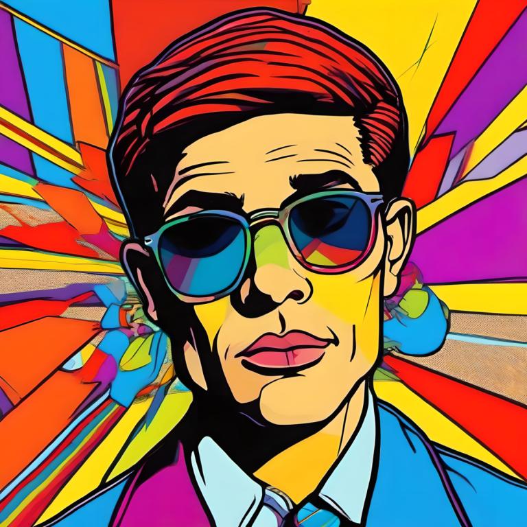 Pop Art,Pop Art, People, man, colorful, solo, male focus, 1boy, shirt, collared shirt, sunglasses, necktie