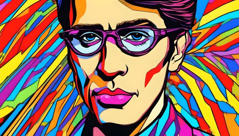 Pop Art,Pop Art, People, man, colorful, solo, male focus, 1boy, glasses, blue eyes, makeup, lipstick