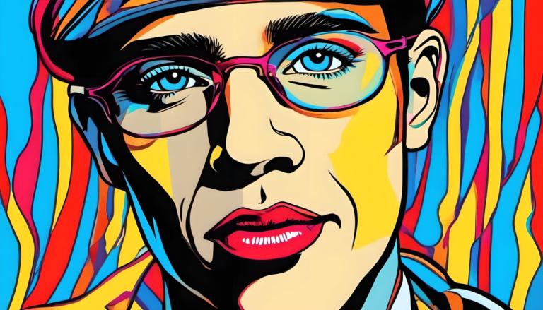 Pop-Art,Pop-Art, Personnes, homme, solo, lunettes, yeux bleus, se maquiller, portrait, regarder le spectateur