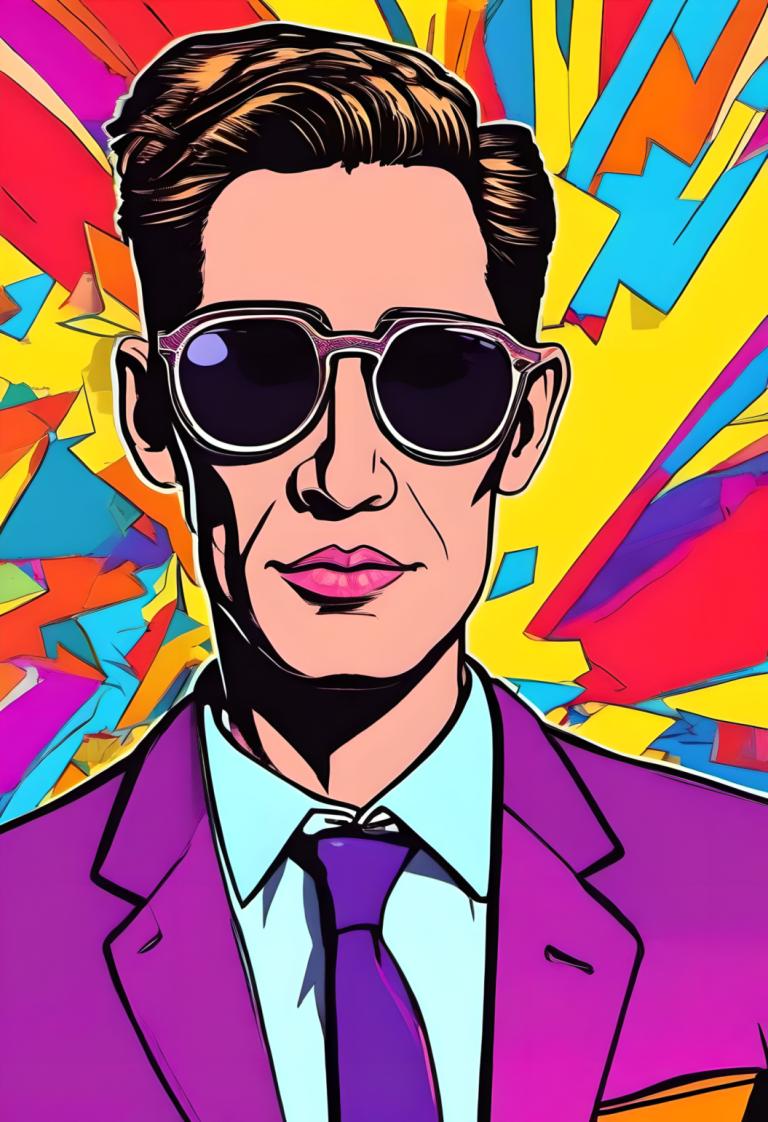 Pop Art,Pop Art, People, man, 1boy, male focus, solo, necktie, shirt, sunglasses, formal, suit