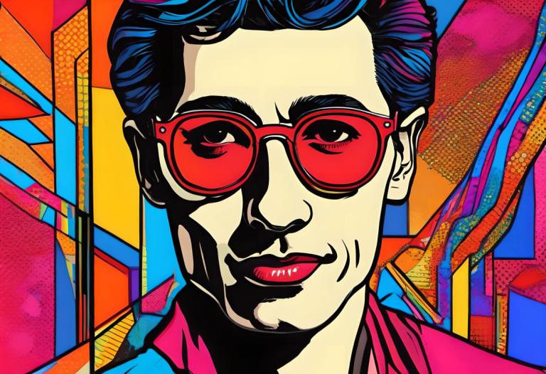 Pop Art,Pop Art, People, man, solo, 1boy, male focus, black hair, shirt, sunglasses, looking at viewer