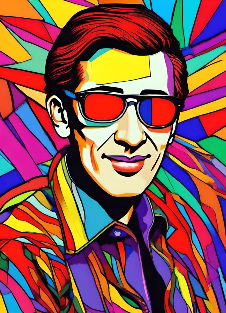 Pop Art,Pop Art, People, man, colorful, solo, male focus, 1boy, lipstick, sunglasses, smile, makeup, clown