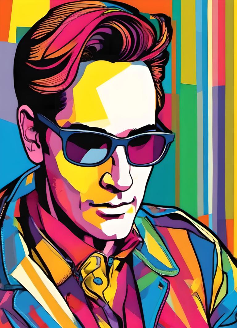 Pop Art,Pop Art, People, man, 1boy, male focus, solo, sunglasses, shirt, jacket, collared shirt