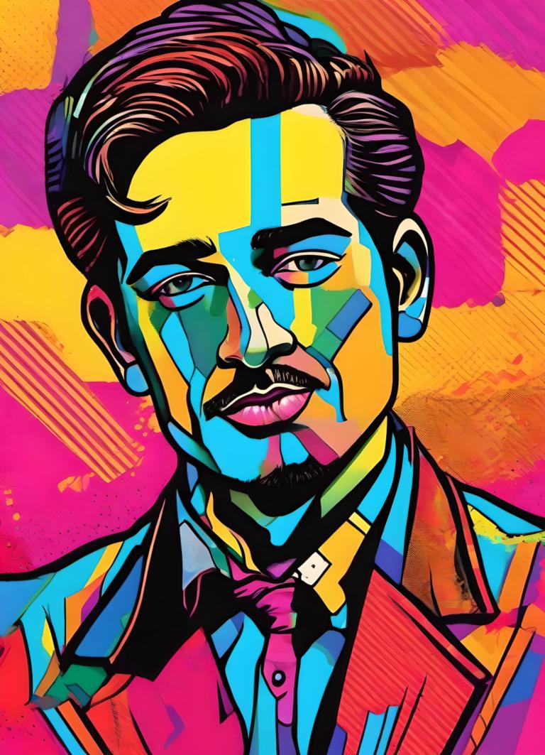 Pop Art,Pop Art, Oameni, om, 1 băiat, focalizare masculină, solo, cămaşă, cravată, cămașă cu guler