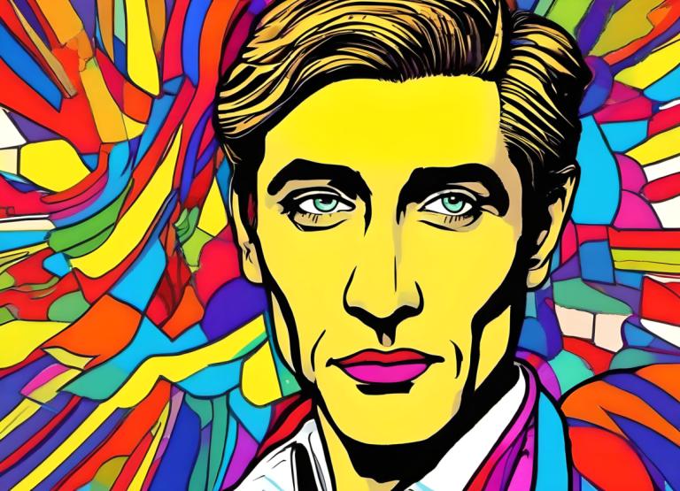 Pop-Art,Pop-Art, Personnes, homme, 1garçon, coloré, solo, foyer masculin, cheveux blond, chemise à col