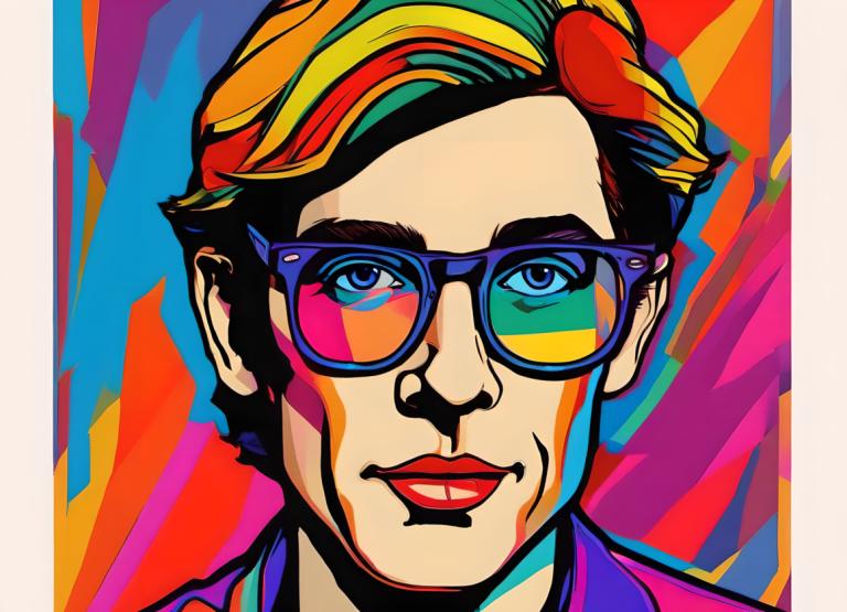 Pop Art,Pop Art, People, man, solo, male focus, 1boy, colorful, glasses, portrait, sunglasses, blonde hair