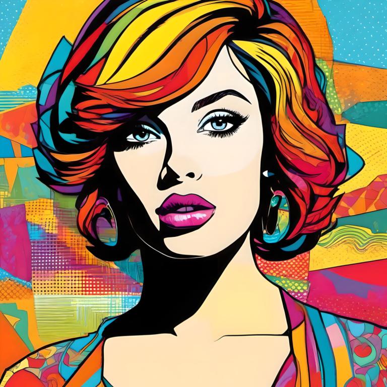 Arte pop,Arte pop, Persone, donna, 1 ragazza, assolo, colorato, orecchini, capelli multicolori, gioielleria