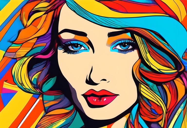 Pop Art,Pop Art, People, woman, 1girl, solo, colorful, makeup, blue eyes, multicolored hair, rainbow hair