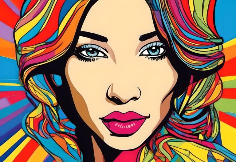 Arte pop,Arte pop, Persone, donna, 1 ragazza, assolo, capelli arcobaleno, capelli multicolori, trucco