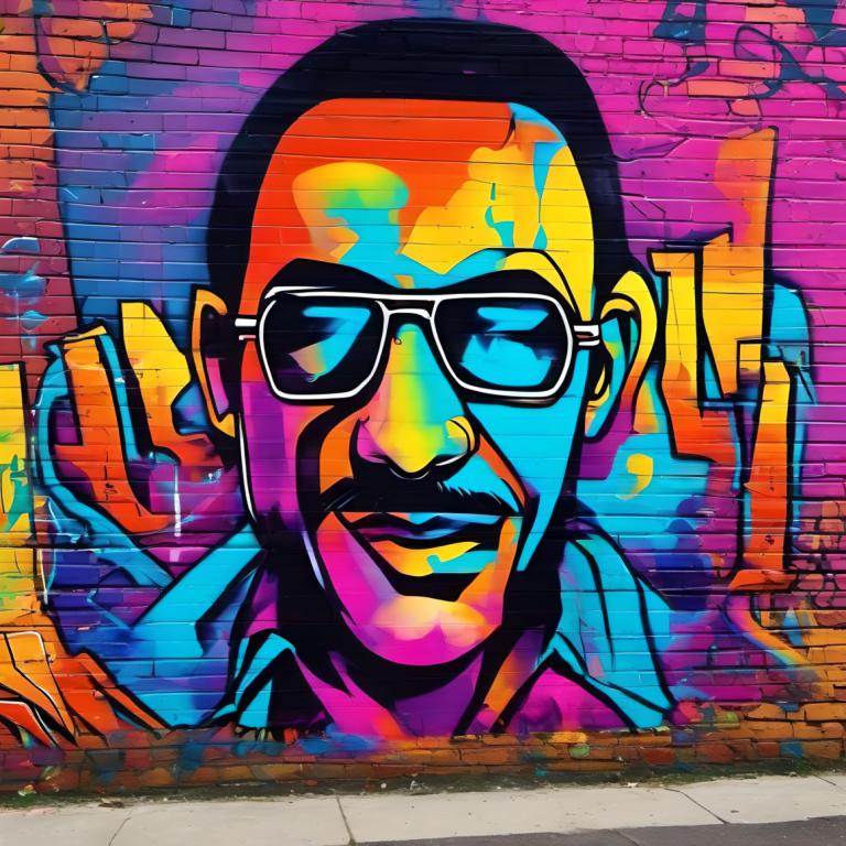 Street Art,Street Art, People, man, 1boy, male focus, solo, facial hair, brick wall, graffiti, sunglasses