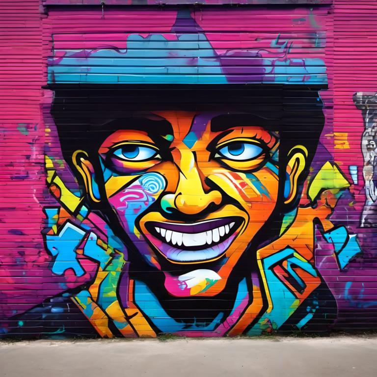 Street Art,Street Art, People, man, solo, 1boy, male focus, smile, blue eyes, colorful, traditional media