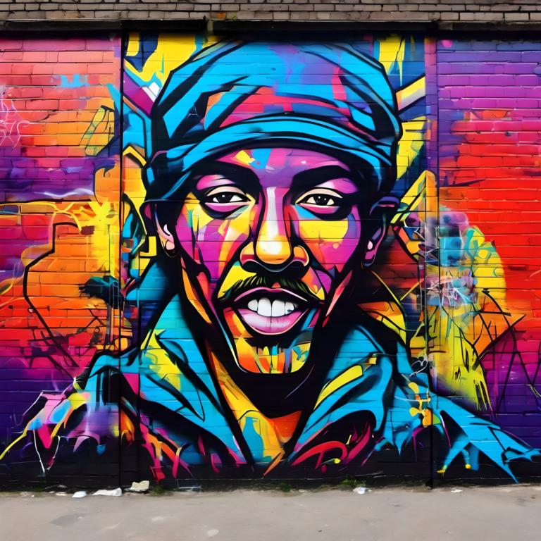 Street Art,Street Art, People, man, 1boy, solo, male focus, graffiti, colorful, facial hair, brick wall