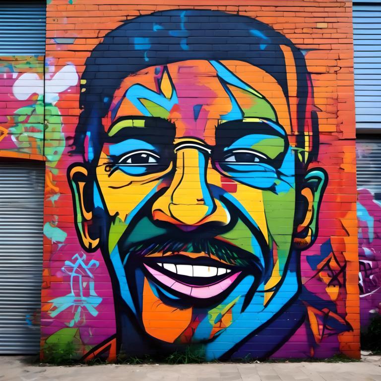 Street Art,Street Art, People, man, multiple boys, smile, facial hair, male focus, colorful, 2boys, grin