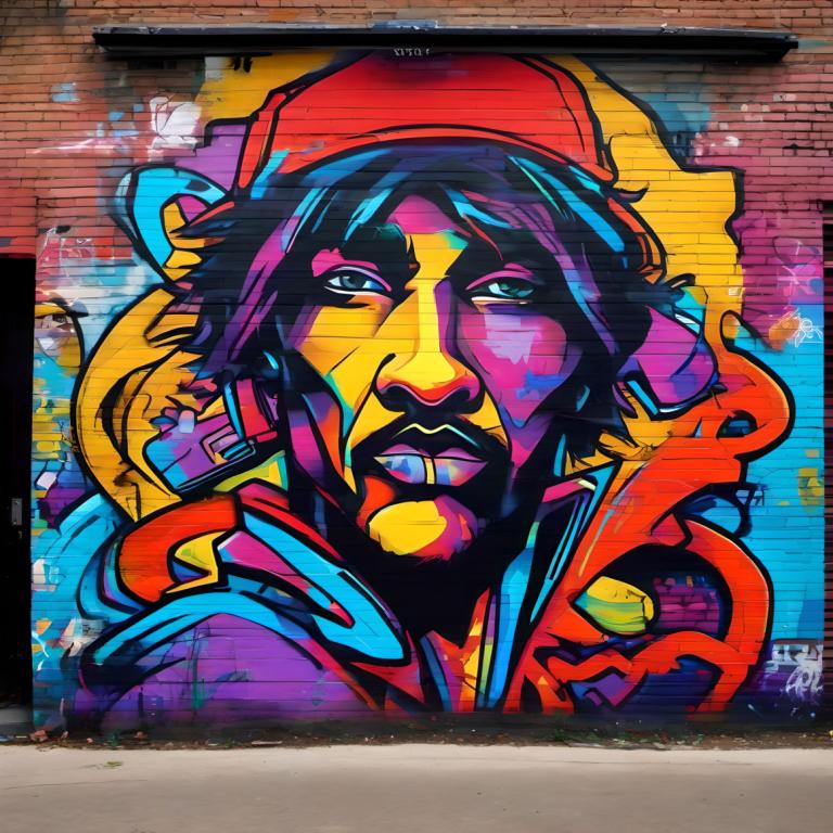 Street Art,Street Art, People, man, 1boy, male focus, solo, hat, colorful, facial hair, traditional media