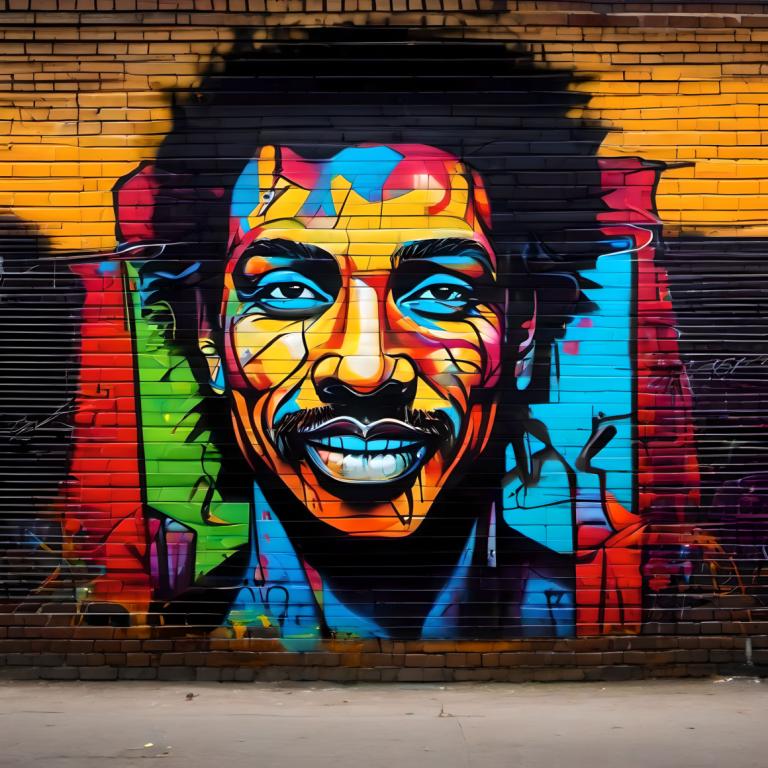 Street Art,Street Art, People, man, 1boy, solo, male focus, graffiti, brick wall, teeth, looking at viewer