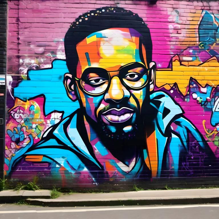 Street Art,Street Art, People, man, 1boy, male focus, colorful, solo, facial hair, shirt, glasses