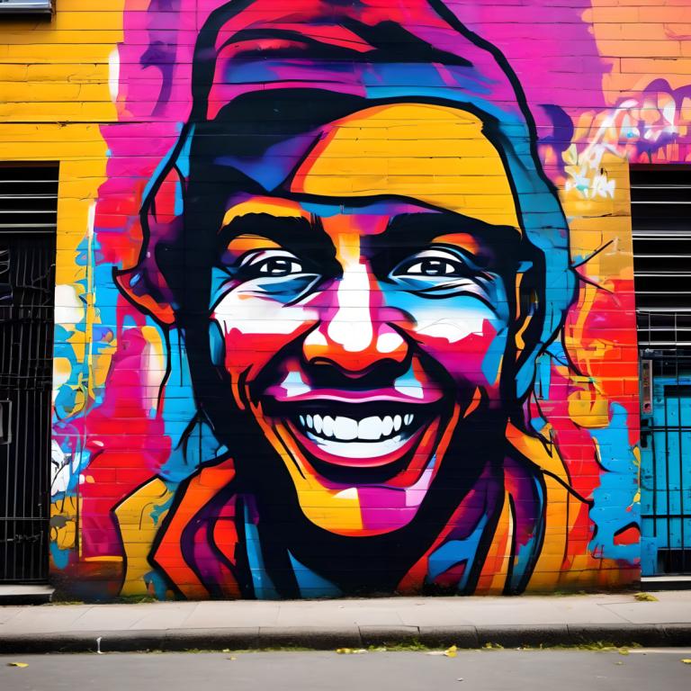 Street Art,Street Art, People, man, 1boy, solo, male focus, smile, colorful, grin, looking at viewer, teeth