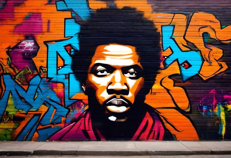 Street Art,Street Art, People, man, 1boy, male focus, afro, facial hair, black hair, solo, parody