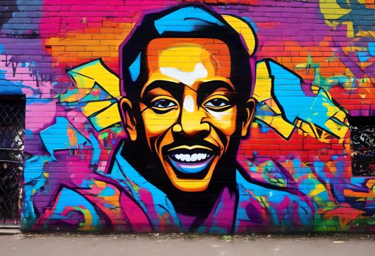 Street Art,Street Art, People, man, 1boy, male focus, solo, smile, colorful, grin, teeth, graffiti