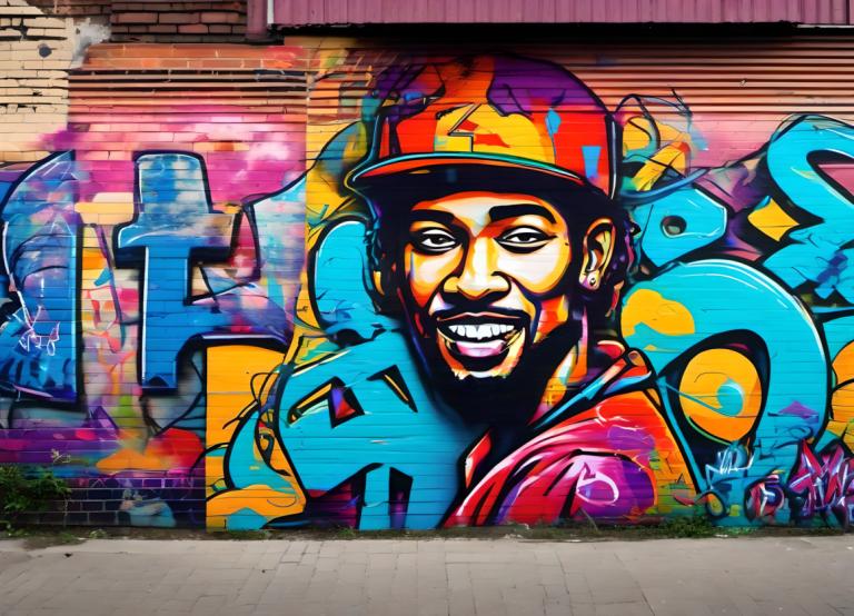 Street Art,Street Art, People, man, 1boy, hat, graffiti, male focus, smile, teeth, facial hair, baseball cap