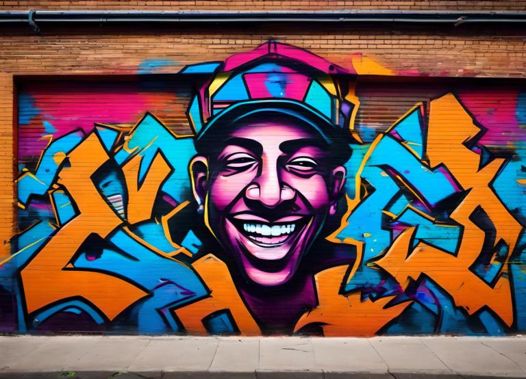 Street Art,Street Art, People, man, solo, 1boy, male focus, hat, smile, traditional media, jewelry, earrings