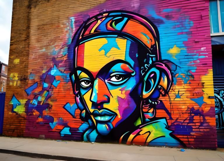 Street Art,Street Art, People, man, colorful, headphones, solo, traditional media, graffiti, paint splatter