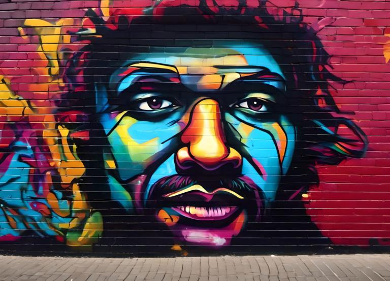 Street Art,Street Art, People, man, 1boy, solo, male focus, facial hair, brick wall, mustache, teeth