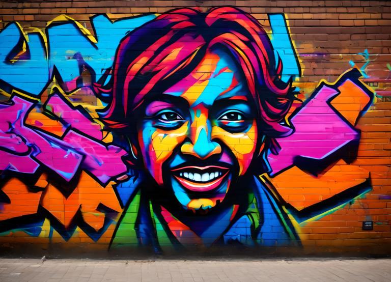 Street Art,Street Art, People, man, solo, 1boy, male focus, clown, smile, teeth, grin, looking at viewer