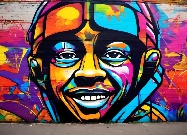 Street Art,Street Art, People, man, 1boy, solo, male focus, colorful, paint splatter, smile, grin, teeth