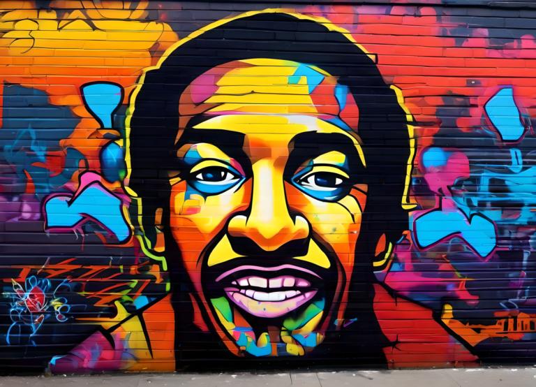 Street Art,Street Art, People, man, 1boy, male focus, facial hair, solo, blue eyes, grin, smile, teeth