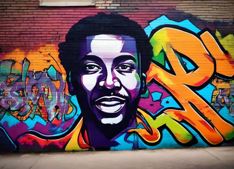 Street Art,Street Art, People, man, graffiti, 1boy, male focus, solo, brick wall, afro, black hair, colorful