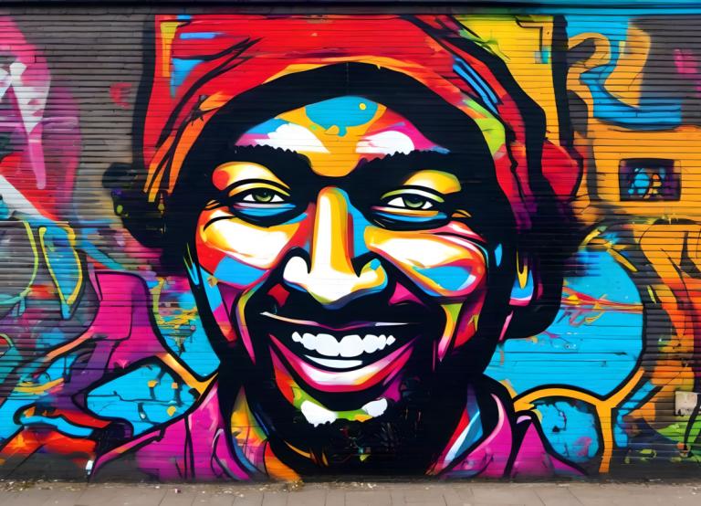 Street Art,Street Art, People, man, solo, 1boy, male focus, smile, colorful, grin, teeth, paint splatter