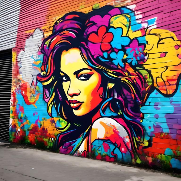 Street Art,Street Art, People, woman, 1girl, solo, colorful, flower, hair flower, hair ornament